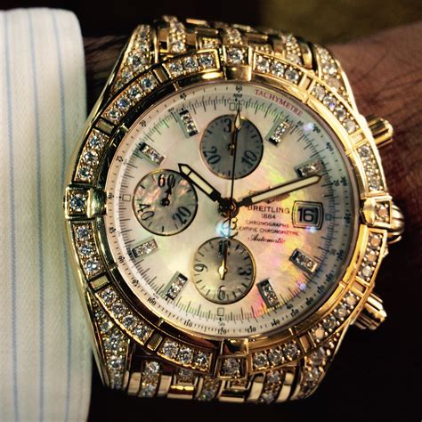 breitling chronomat evolution k13356aj all diamond 18k gold watch|Breitling Chronomat evolution model.